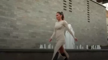 Pretty Little Thing Oatmeal Brushed Midaxi Dress worn by Angela Valenti as seen in The Bachelor (S11E05)