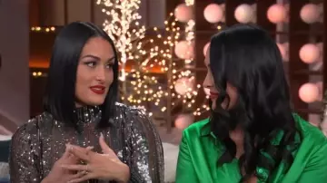 Derek Lam 10 Crosby Long Sleeve Sequin Top worn by Nikki Bella as seen in The Kelly Clarkson Show on December 13, 2023