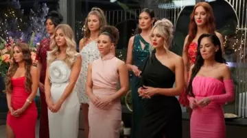 Bariano Isobel One Shoulder Cut Out Gown worn by Evangeline Lilly as seen in The Bachelor (S11E07)