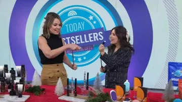 Veronica Beard Barrie Corduroy Midi Skirt in Khaki worn by Savannah Guthrie as seen in Today on December 14, 2023