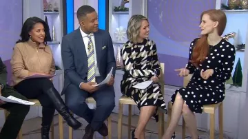 Boss Furkina Houndstooth Jacquard Crewneck Sweater worn by Dylan Dreyer as seen in Today on December 14, 2023