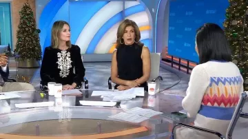 French Connection Neya Fair-Isle Sweater Dress usado por Vicky Nguyen como se ve en Today :on December 15, 2023