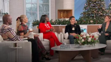 Charter Club Cashmere Embellished Bow Sweater worn by Sheryl Underwood as seen in The Talk on December 13, 2023