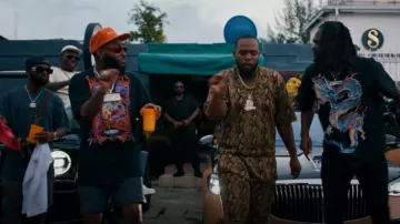 Prada Burnt Orange Symbole Sunglasses worn by Davido in Drift (Remix) with Teejay (Official Music Video)
