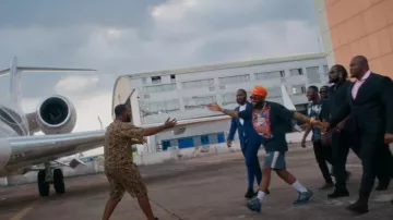 Palm Angels Dark Grey & White-Stripe Track Shorts worn by Davido in Drift (Remix) with Teejay (Official Music Video)