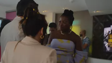 Asos Design Ruched Bar­dot Scu­ba Jump­suit worn by Mia (Courtney Taylor) as seen in Neon (S01E07)