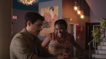 Forever 21 Striped Sweater Knit Tank Top worn by Mia (Courtney Taylor) as seen in Neon (S01E08)