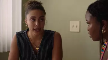 Zara Pinstriped Waistcoat worn by Ness (Emma Ferreira) as seen in Neon (S01E08)