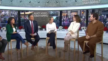 Theory Wool-Cashmere Miniskirt worn by Mandy Moore as seen in Today on December 18, 2023