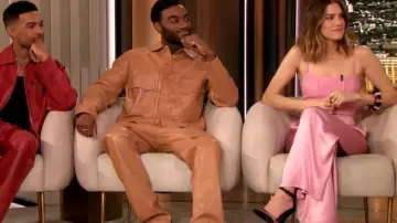 Giorgio armani Pleat­ed silk d'Or­say Court Shoes worn by Allison Williams as seen in The Drew Barrymore Show on December 17, 2023