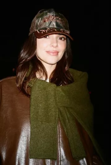 Acne Studios Onnea Lt Lm Leather Jacket worn by Kendall Jenner at Camp Flog Gnaw Carnival on November 12, 2023