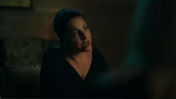 Veronica Beard Viv silk Wrap Top worn by Camila Elizonndro (Veronica Falcón) as seen in Ozark (S04E13)
