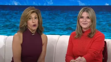 Robe fourreau Lela Rose à col montant et pull côtelé portée par Jenna Bush Hager comme on le voit dans Today with Hoda & Jenna le 19 décembre 2023