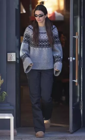 Ugg Classic Ultra Mini Boots in Chestnut worn by Kendall Jenner in Aspen on December 17, 2023