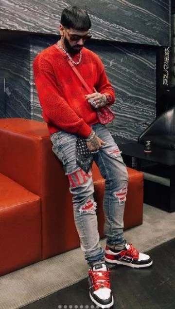 Amiri Negro Rojo Blanco Zapatillas bajas 'Skel-Top' que lleva Anuel AA en su cuenta de Instagram @anuel