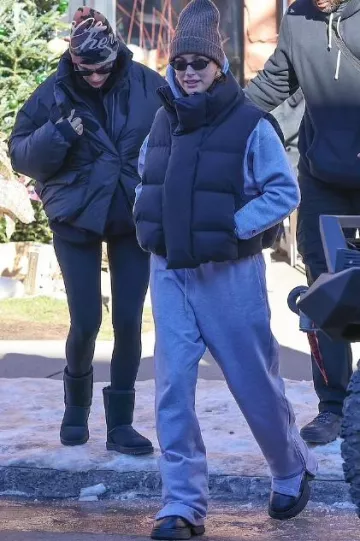 Entire Studios Mml Vest Pupil worn by Hailey Baldwin at Aspen on December 16, 2023