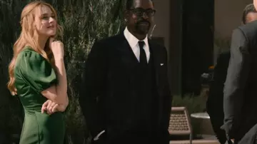 Sachin & Babi Mila Ruffle-Drape Gown worn by Sophie Larson (Alexandra Breckenridge) as seen in This Is Us (S06E13)
