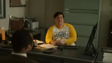 Savannah Bananas Yellow 3/4 Sleeve Bananas Shirt worn by Jasper (Harvey Guillen) as seen in Reacher (S01E01)