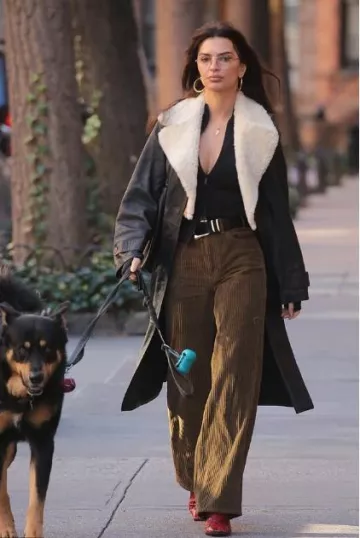 Garrett Leight Wilson 46 Gafas en Gold Beige usadas por Emily Ratajkowski en Nueva York el 21 de diciembre de 2023