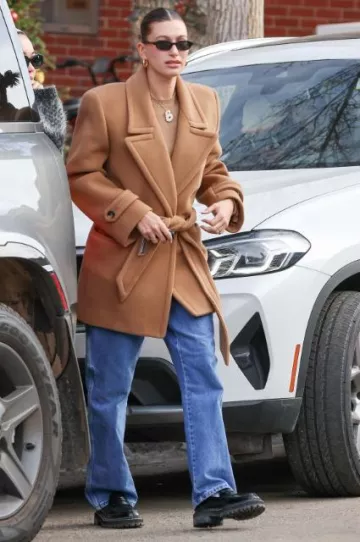 Proenza Schouler Leather Loafers worn by Hailey Bieber in Aspen on December 18, 2023
