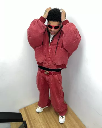 Moncler Genius Red & Black Pentagra Sunglasses worn by NoCap on the Instagram account @thebackendchild