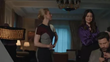 Victoria Beckham Short-Sleeve Patchwork Sheath Dress worn by Wendy Young (Molly Griggs) as seen in Dr. Death (S02E02)