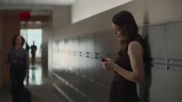 Theory Sleeveless Pleated Combo Midi Dress worn by Benita Alexander (Mandy Moore) as seen in Dr. Death (S02E02)