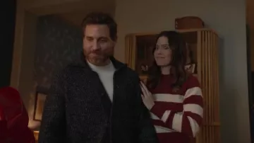 J.Crew Cárdigan Jersey Grueso Azul Marino Algodón Tejido Cuello Alto de Pescador usado por el Dr. Paolo Macchiarini (Édgar Ramírez) como se ve en Dr. Muerte (S02E02)