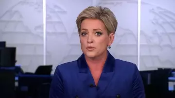 White House Black Market Velvet Studio Blazer worn by Jamie Yuccas as seen in CBS Mornings on December 26, 2023