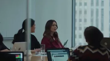 Vince Band Collar Popover Silk Blouse worn by Benita Alexander (Mandy Moore) as seen in Dr. Death (S02E03)