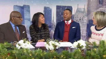 Cárdigan Talbots Boucle a cuadros usado por Sheinelle Jones como se ve en Today el 26 de diciembre de 2023