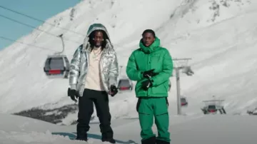 Moncler Bright Green GORE-TEX Ski Pants worn by Tiakola in GAZO x @TiakolaOfficiel - CARTIER