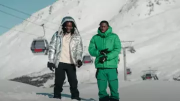 Moncler Bright Green GORE-TEX Ski Pants worn by Tiakola in GAZO x @TiakolaOfficiel - CARTIER