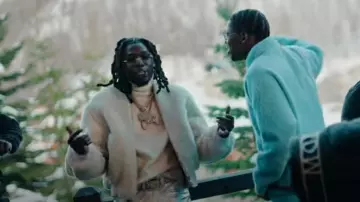 Jacquemus White Shearling 'Pilou' Bomber Jacket worn by Gazo in CARTIER by GAZO x @TiakolaOfficiel