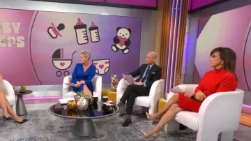 Vestido de Reiss Fallon usado por Michelle Miller visto en CBS Mornings el 27 de diciembre de 2023