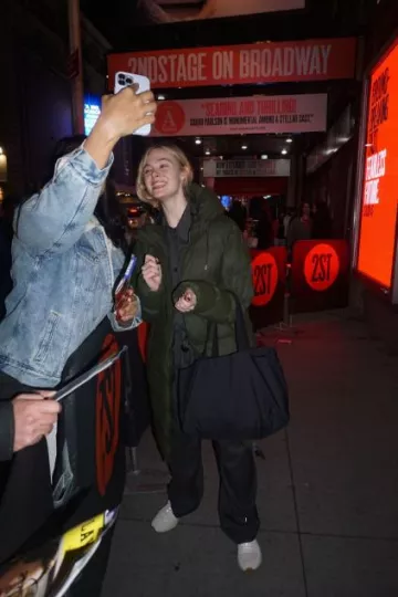 Bolso The Row Clovis usado por Elle Fanning en la ciudad de Nueva York el 26 de diciembre de 2023