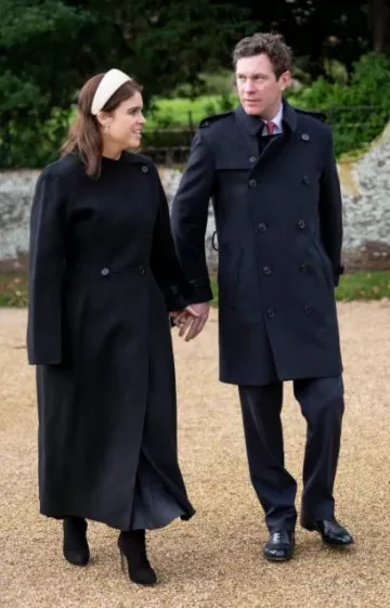 L.K.Bennett Sumner Boots in Black Suede worn by Princess Eugenie at Christmas Service on December 25, 2023