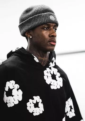 Moncler Dark Grey Ribbed Logo Patch Beanie worn by Sauce Gardner on the Instagram account @saucegardner