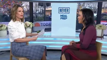 Vestido midi de cárdigan a rayas Staud Shoko usado por Vanessa M. Rissetto visto en Today el 4 de enero de 2024