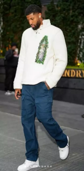 Hudson Jeans Navy Blue 'Achea' Cargo Pants worn by Paul George on the Instagram account @pg_ntep7