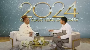 Pantalones de lana Gucci Prince of Wales usados por Tamron Hall como se ve en Tamron Hall Show el 2 de enero de 2024