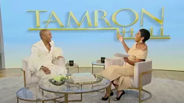 Balmain Black Velvet Gold Tip Pumps worn by Tamron Hall as seen in Tamron Hall Show on January 4, 2024