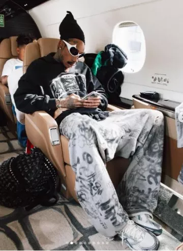 Balenciaga Grey 'Skater Graffiti' Sweatpants worn by Wiz Khalifa on the Instagram account @wizkhalifa
