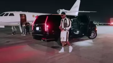 Rhude Brown Satin Palms Logo Jacket worn by Rob49 in Homebody [Official Video]