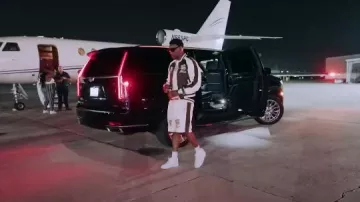 Short en Satin Palm Rhude White & Brown porté par Rob49 en Homebody [Vidéo officielle]