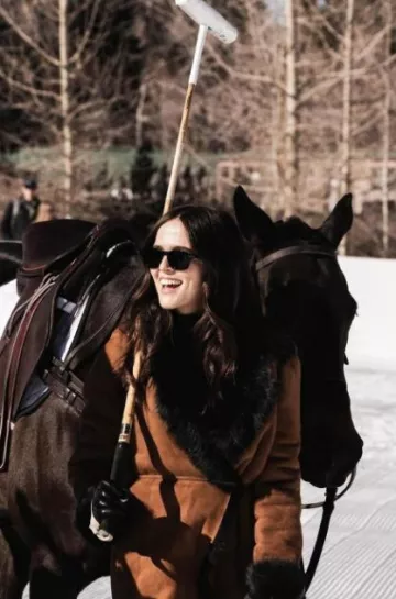 Nour Hammour Joni 90S Glamour Shearling Coat worn by Zoey Deutch on her Instagram Post on December 19, 2023