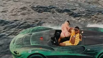 Casablanca Yellow Wavy Gradient Crochet Shorts worn by Rob49 in TOPIA TWINS by Travis Scott feat. Rob49, 21 Savage (Official Music Video)