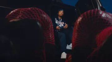 Spider Worldwide Navy & Pink 'Atlanta' Hoodie worn by 21 Savage in TOPIA TWINS by Travis Scott feat. Rob49, 21 Savage (Official Music Video)