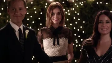 The lace dress worn by Aria Montgomery (Lucy Hale) in the series Pretty Little Liars (Season 6 Episode 17)