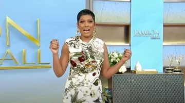 Floral-print Asymmetric Velvet Dress worn by Tamron Hall as seen in Tamron Hall Show on January 9, 2024